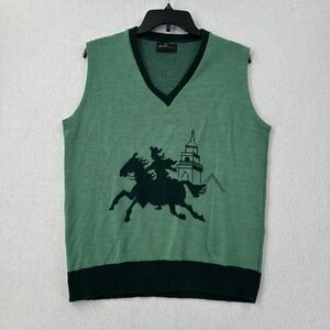 Vintage Puritan Sweater Vest Mens Large Knit V-Neck‎ Sleeveless Pullover Pony